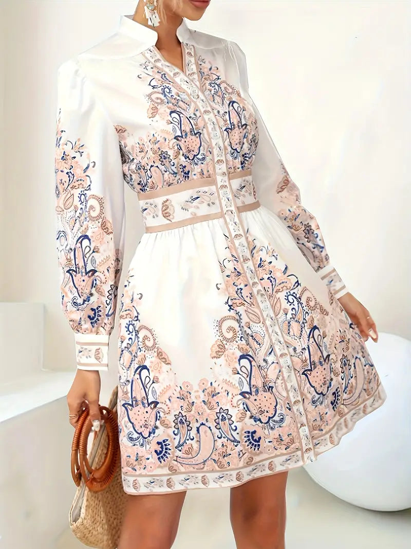 Damen Maxikleid V-Ausschnitt Blumenmuster Elegantes Design - Heidi-2