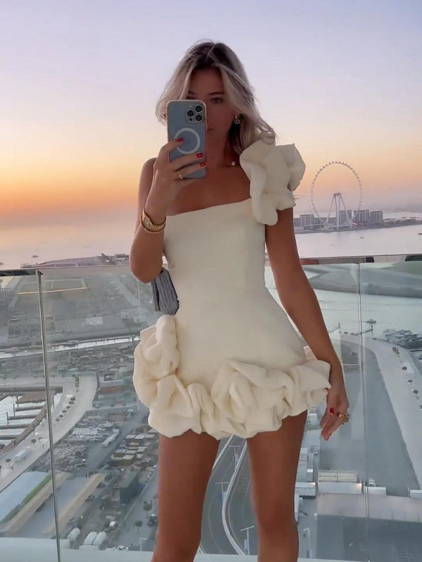 Damen Mini Kleid Asymmetrischer Schnitt Elegantes Design - Festliches Kleid für Partys - Adele-5