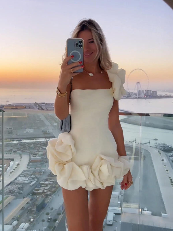 Damen Mini Kleid Asymmetrischer Schnitt Elegantes Design - Festliches Kleid für Partys - Adele-4