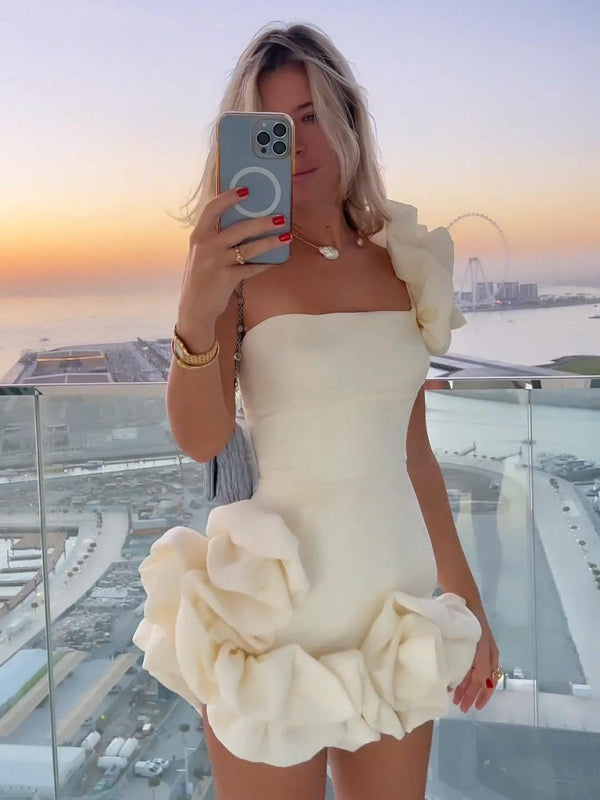 Damen Mini Kleid Asymmetrischer Schnitt Elegantes Design - Festliches Kleid für Partys - Adele-6