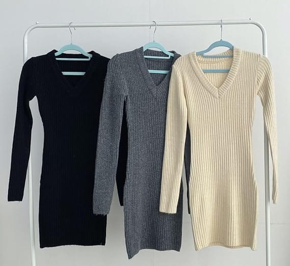 Lia - Kurzes gehäkeltes Kleid mit V-Ausschnitt