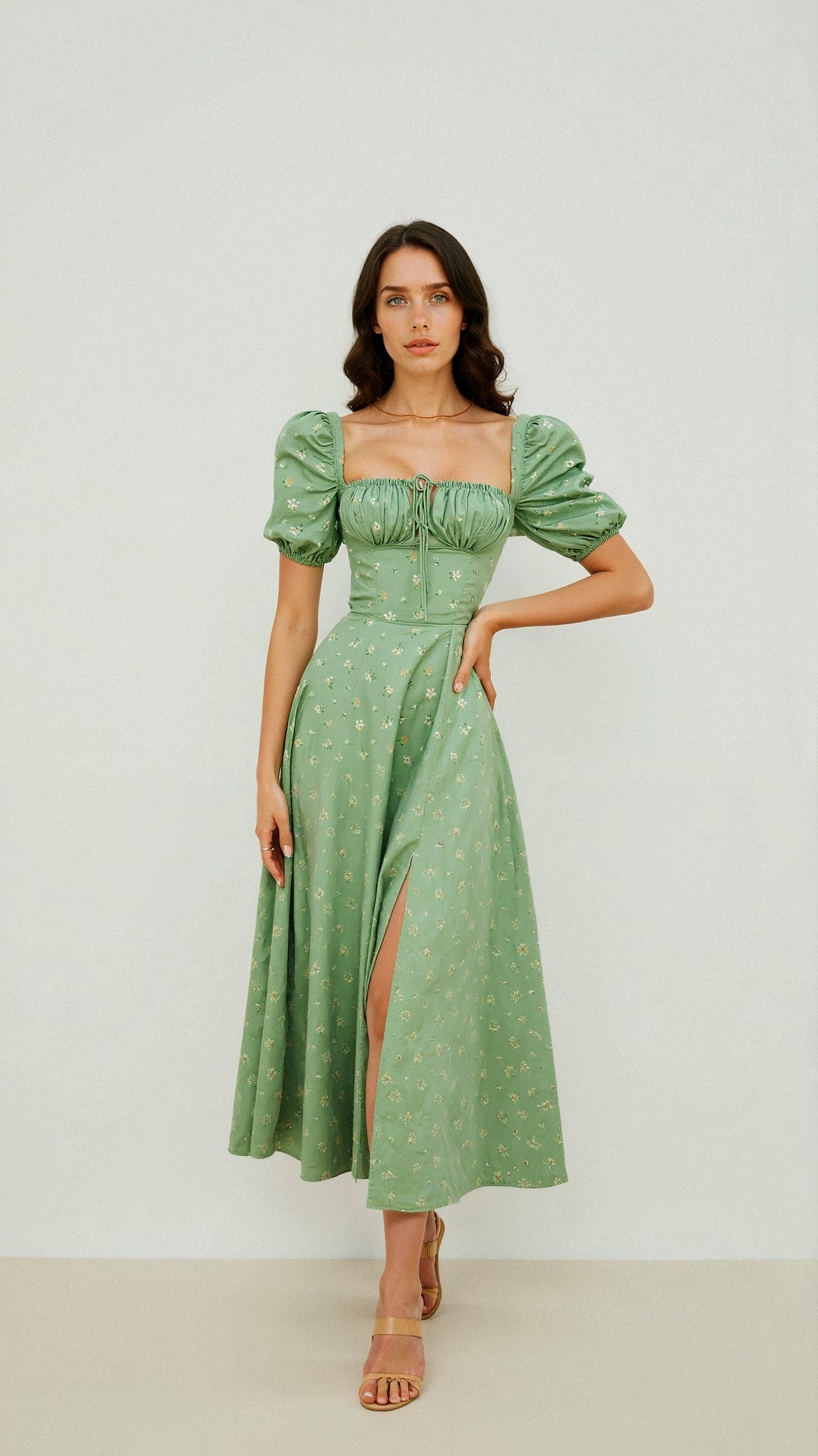 Damen Midikleid Elegantes Design mit Quadratischem Halsausschnitt - Daniela-6