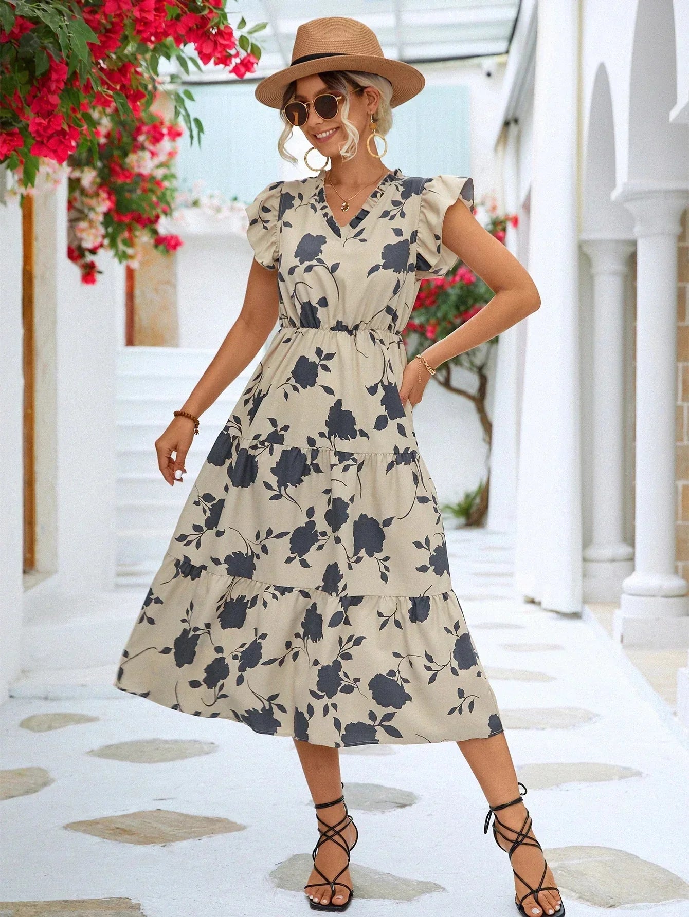 Variant image for Damen A-Linie Kleid Mit Blumenmuster Elegant - Emma-1