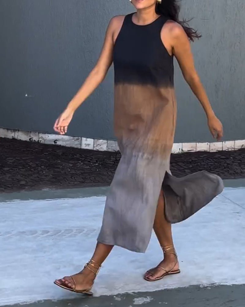 Damen Kleid Ärmellos Farbverlauf Elegante Silhouette - Fenja-5