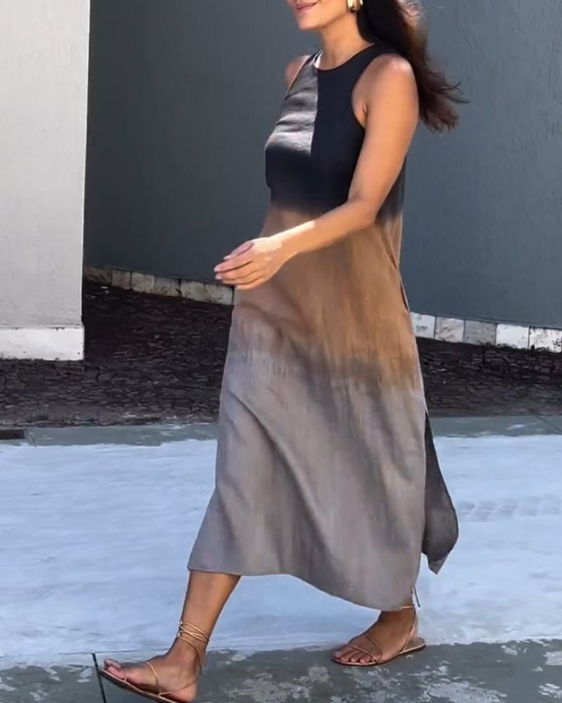 Damen Kleid Ärmellos Farbverlauf Elegante Silhouette - Fenja-2