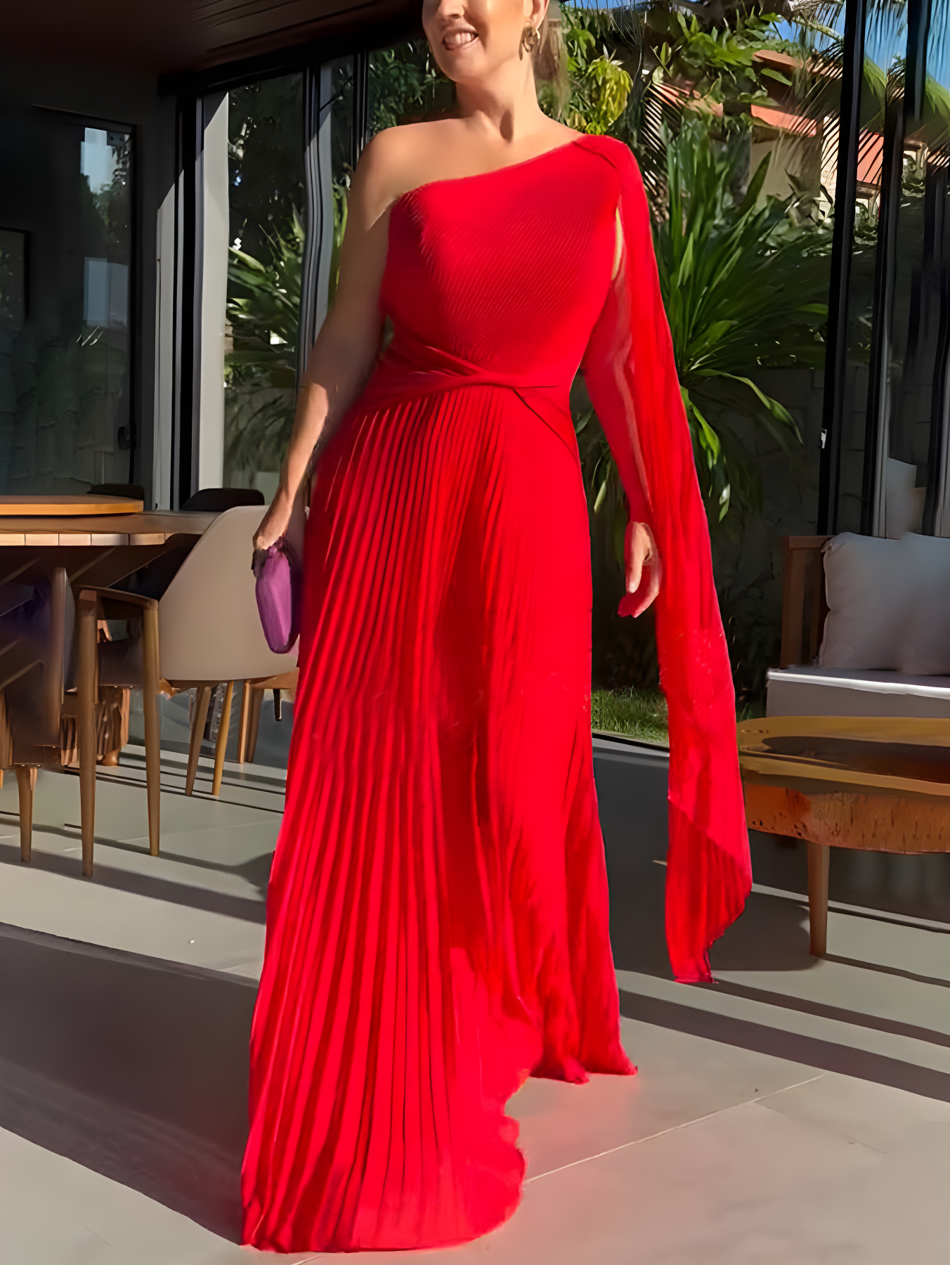 Variant image for Damen Maxi Kleid Elegantes Off-Shoulder Design mit Plisseefalten - Clara-9