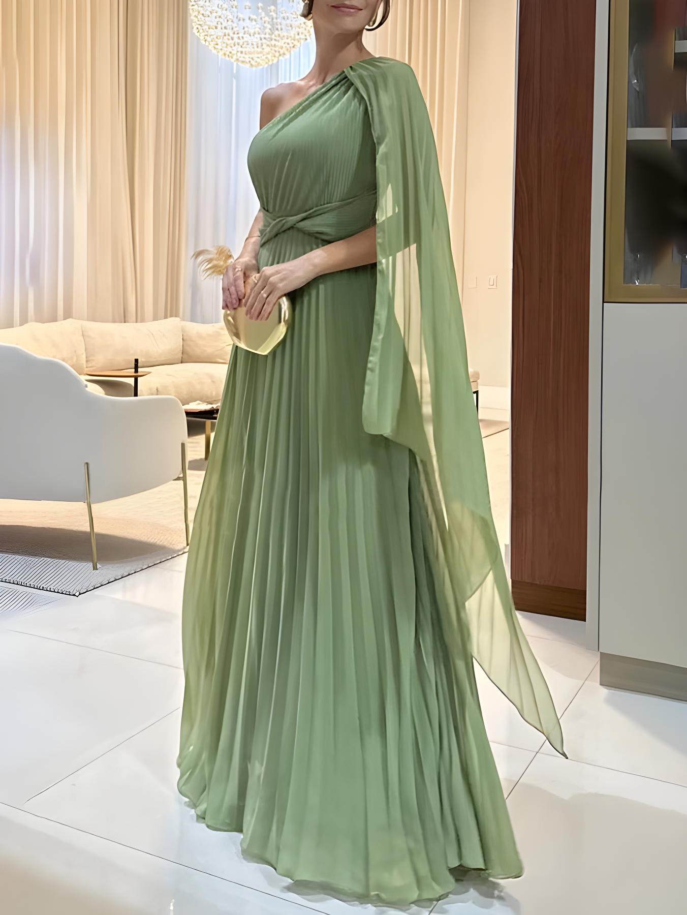 Variant image for Damen Maxi Kleid Elegantes Off-Shoulder Design mit Plisseefalten - Clara-1