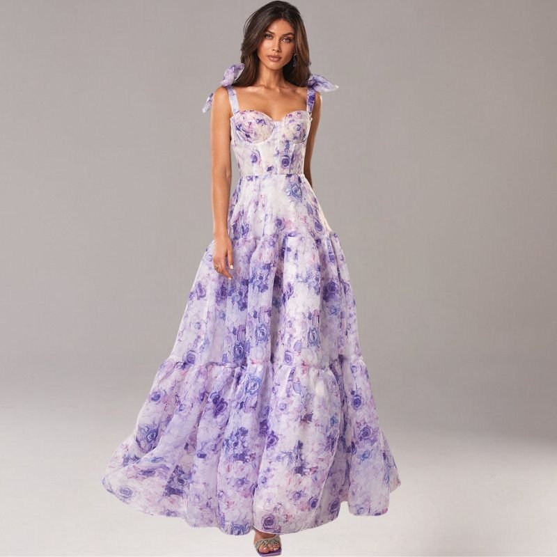 Variant image for Damen Geblümtes Kleid mit Romantischen Schleifen - Clara-1