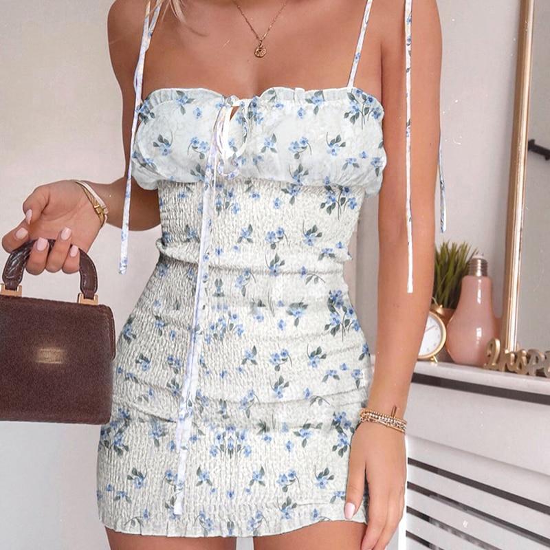 Variant image for Damen Blumenkleid Leicht Luftig Mit Dekorativem Band - Sophie-5