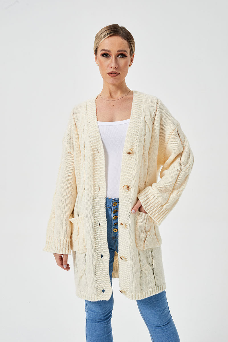 lange lässige Strickjacke