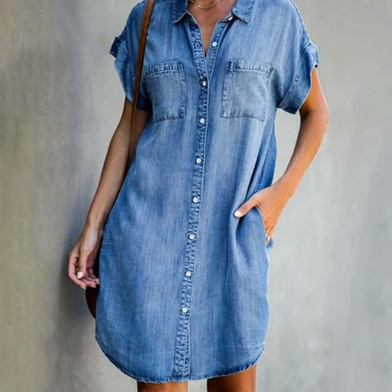 Elegantes Denim-Kleid mit Bauchbedeckung