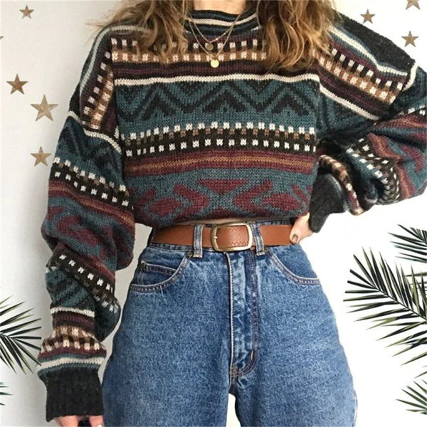 Enya - Vintage-Pullover mit Puffärmeln