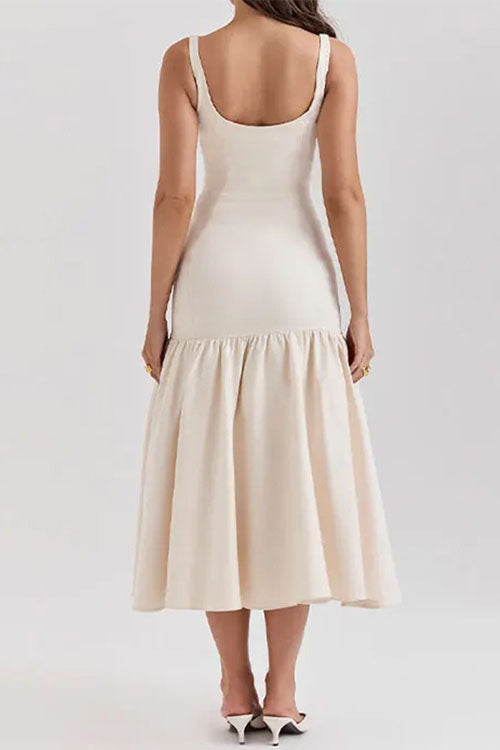 Damen Midi-Kleid Ärmellos U-Ausschnitt Rüschendes Design - Sienna-6