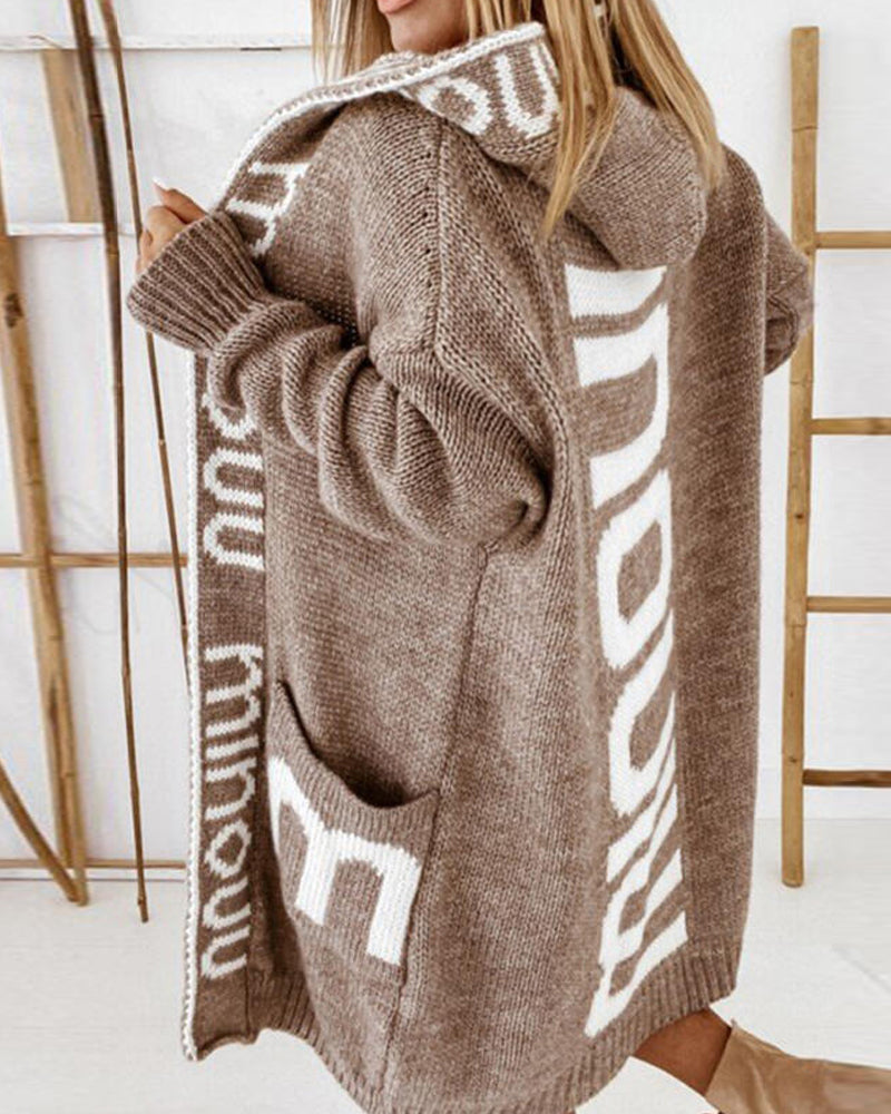 Lockere Lange Strickjacke