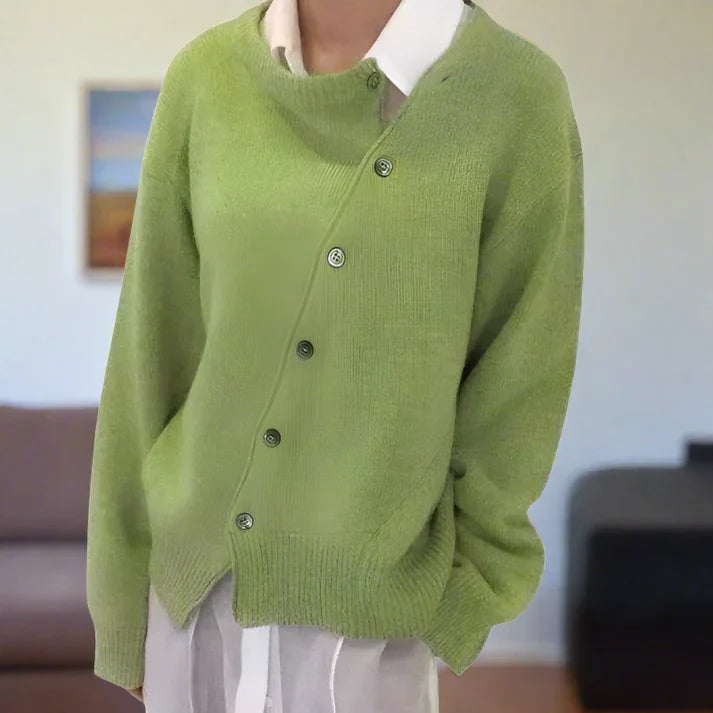 Weiche Strickjacke mit Diagonaler Knopfleiste