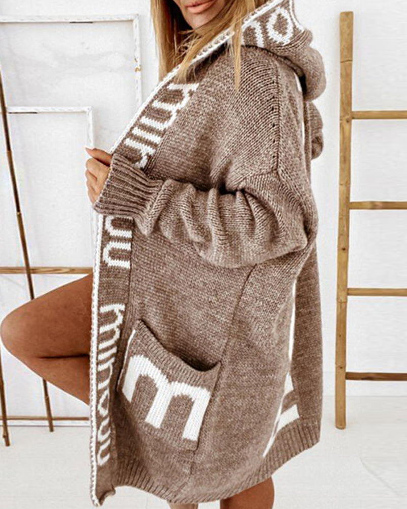 Lockere Lange Strickjacke