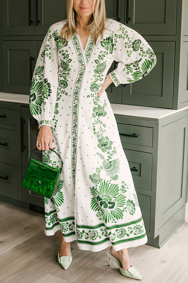 Damen Maxi Kleid Botanische Eleganz Langarm mit Blumenstickerei - Lara-6