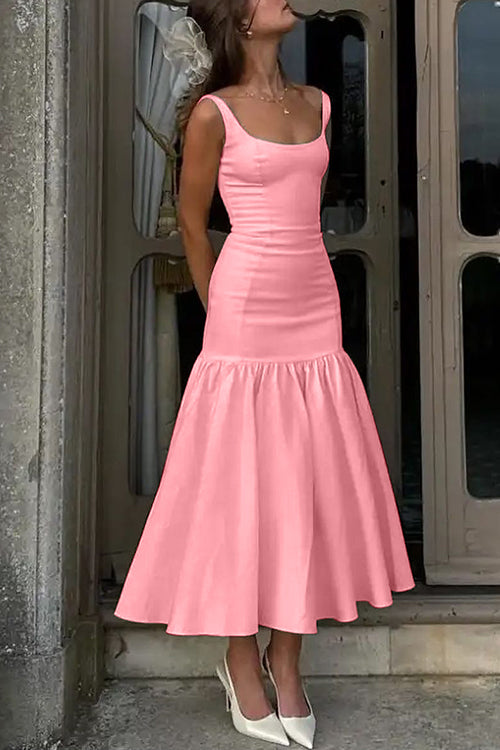 Variant image for Damen Midi-Kleid Ärmellos U-Ausschnitt Rüschendes Design - Sienna-10