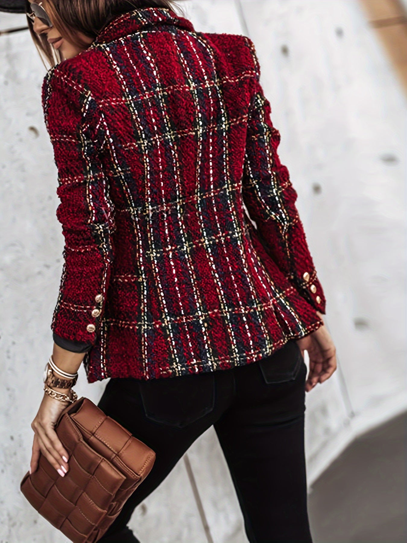Elegantes kariertes Tweed-Langarmhemd