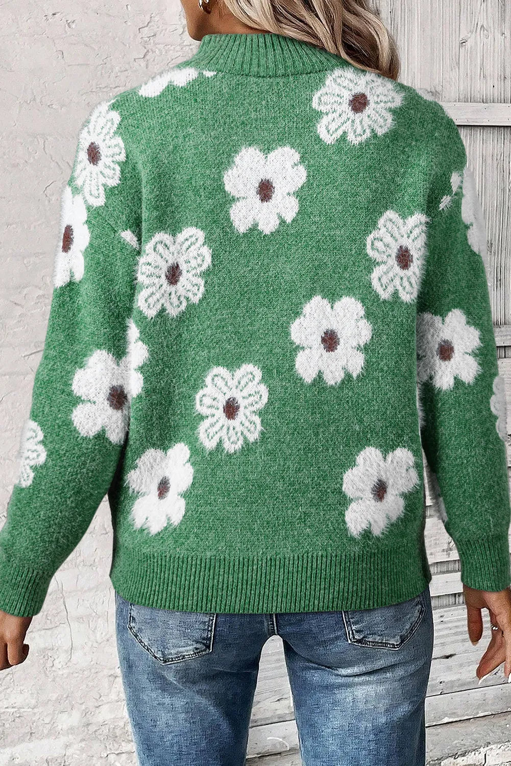 Margaret - Blumensweater mit halbem Reißverschluss