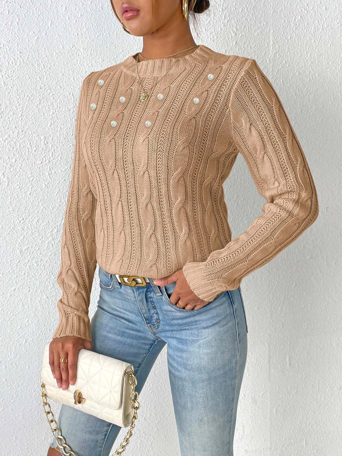 Mia - Exquisiter Pullover mit Zöpfen