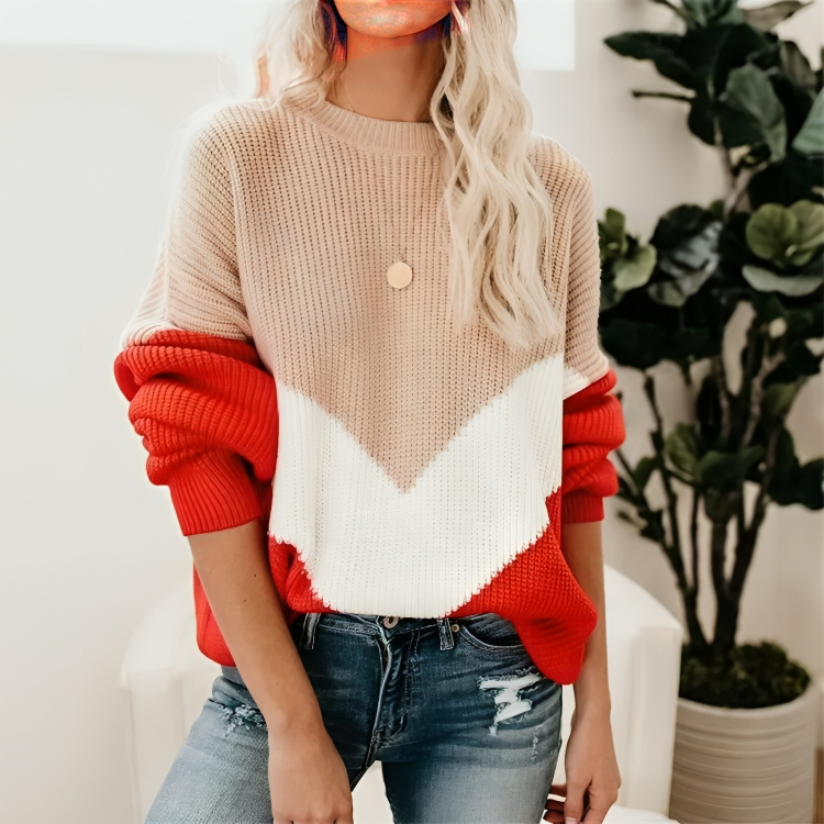 Poppy - Weicher warmer Pullover mit Streifen für Damen