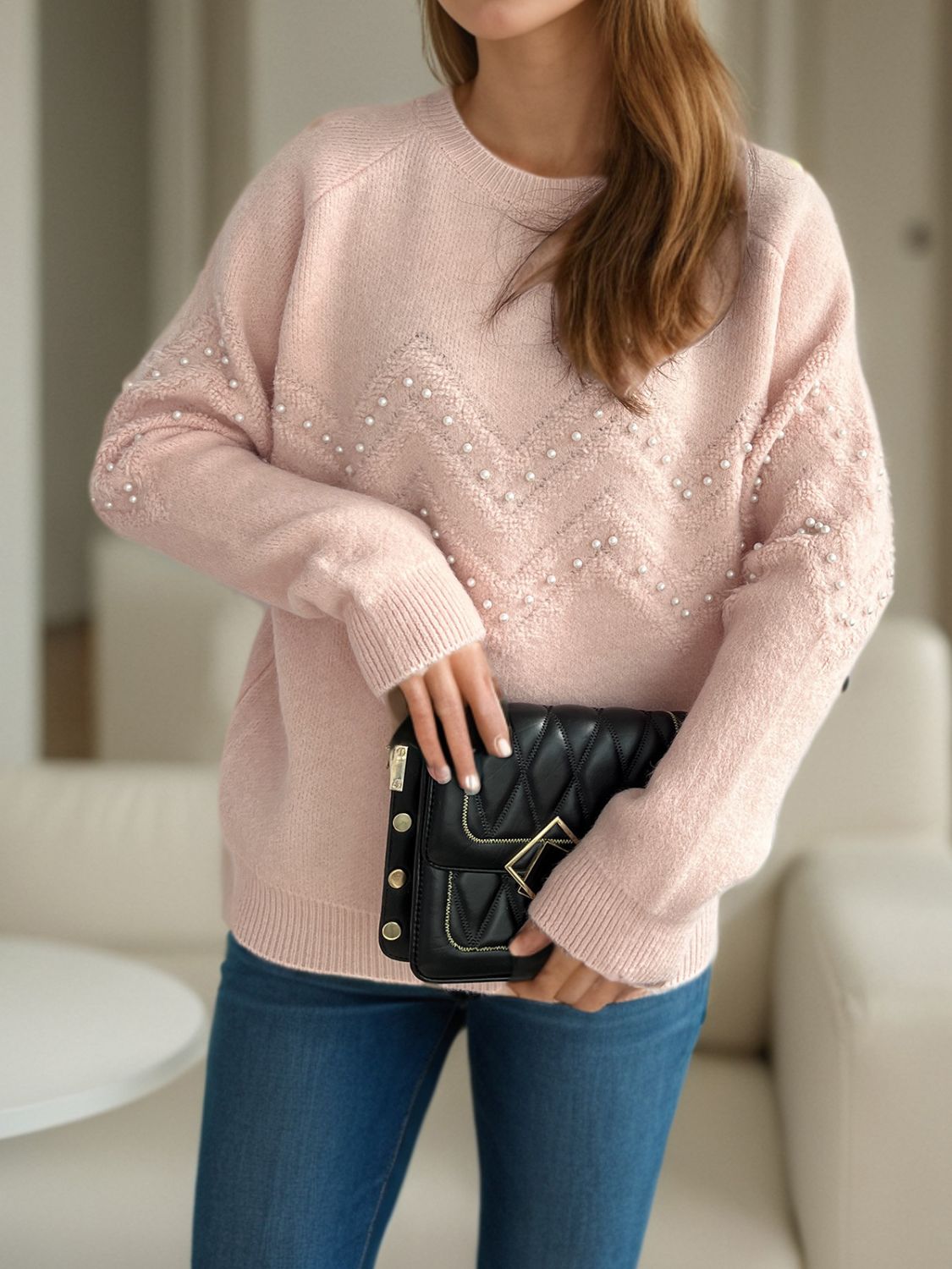 Sofía -  Pullover mit Perlenbesatz warm