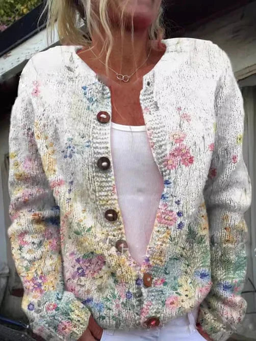 Indira - Strickjacke mit floralem Muster