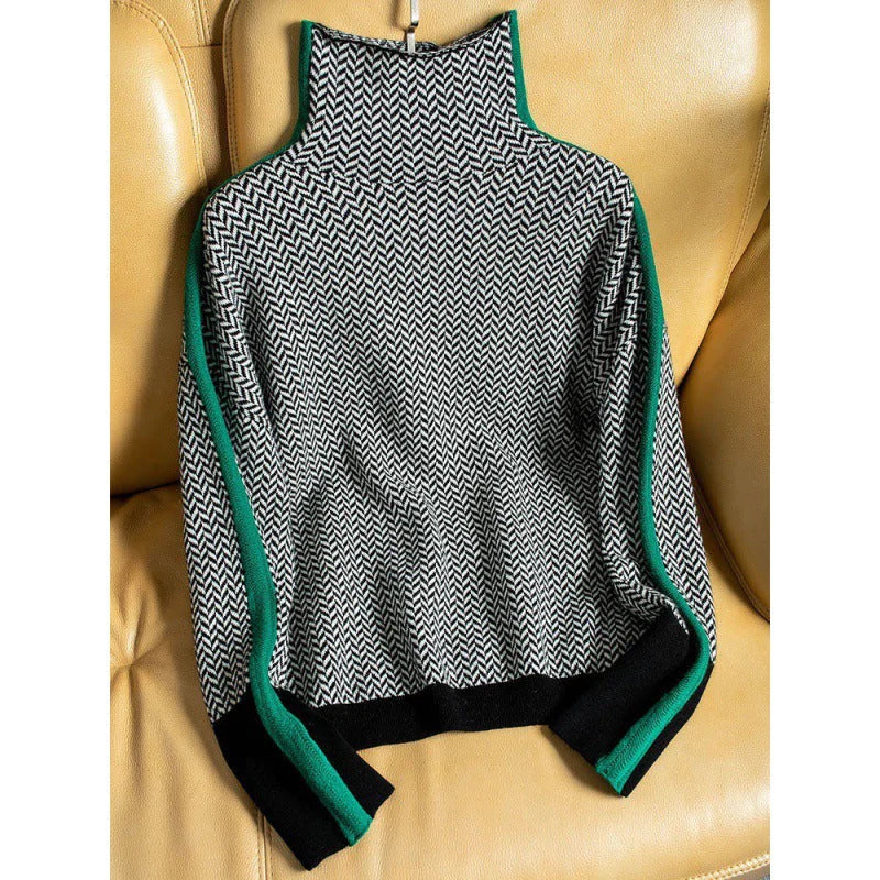 Geometrisch gestrickter Rollkragenpullover - Lozenda