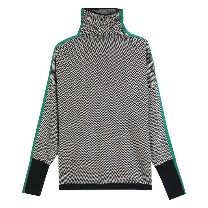 Geometrisch gestrickter Rollkragenpullover - Lozenda