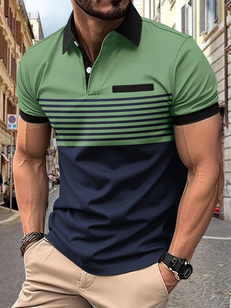 Davide - Modernes gestreiftes Poloshirt für Herren mit Kurzarm Design