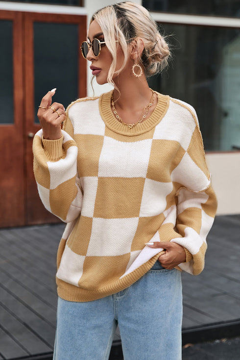 Estee - Karierter Pullover mit trendigen Ärmeln