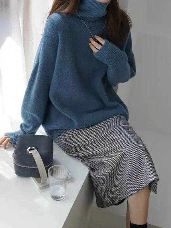 Modischer Oversized-Pullover mit langen Ärmeln und hohem Kragen