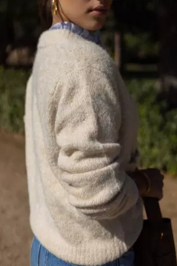 Lozenda - Einfache Strickjacke Mit Rundhalsausschnitt