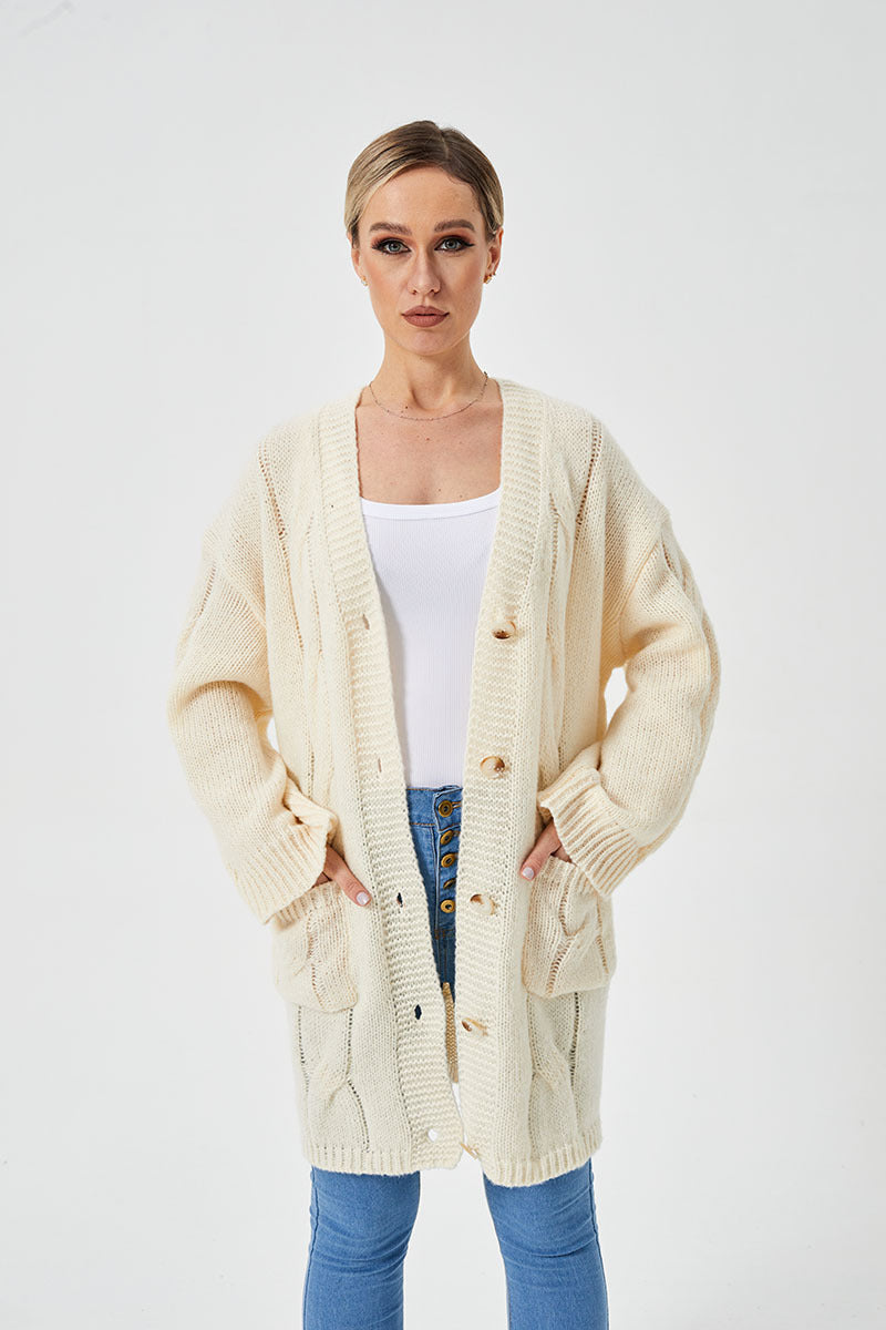 lange lässige Strickjacke