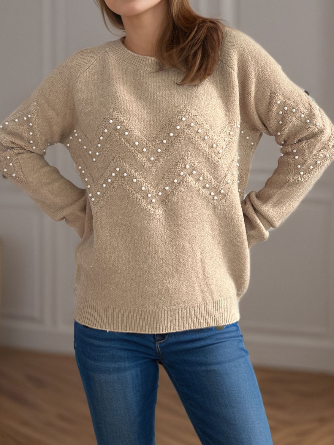 Sofía -  Pullover mit Perlenbesatz warm