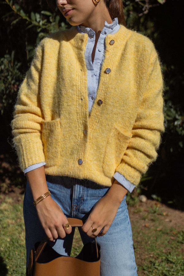 Lozenda - Einfache Strickjacke Mit Rundhalsausschnitt