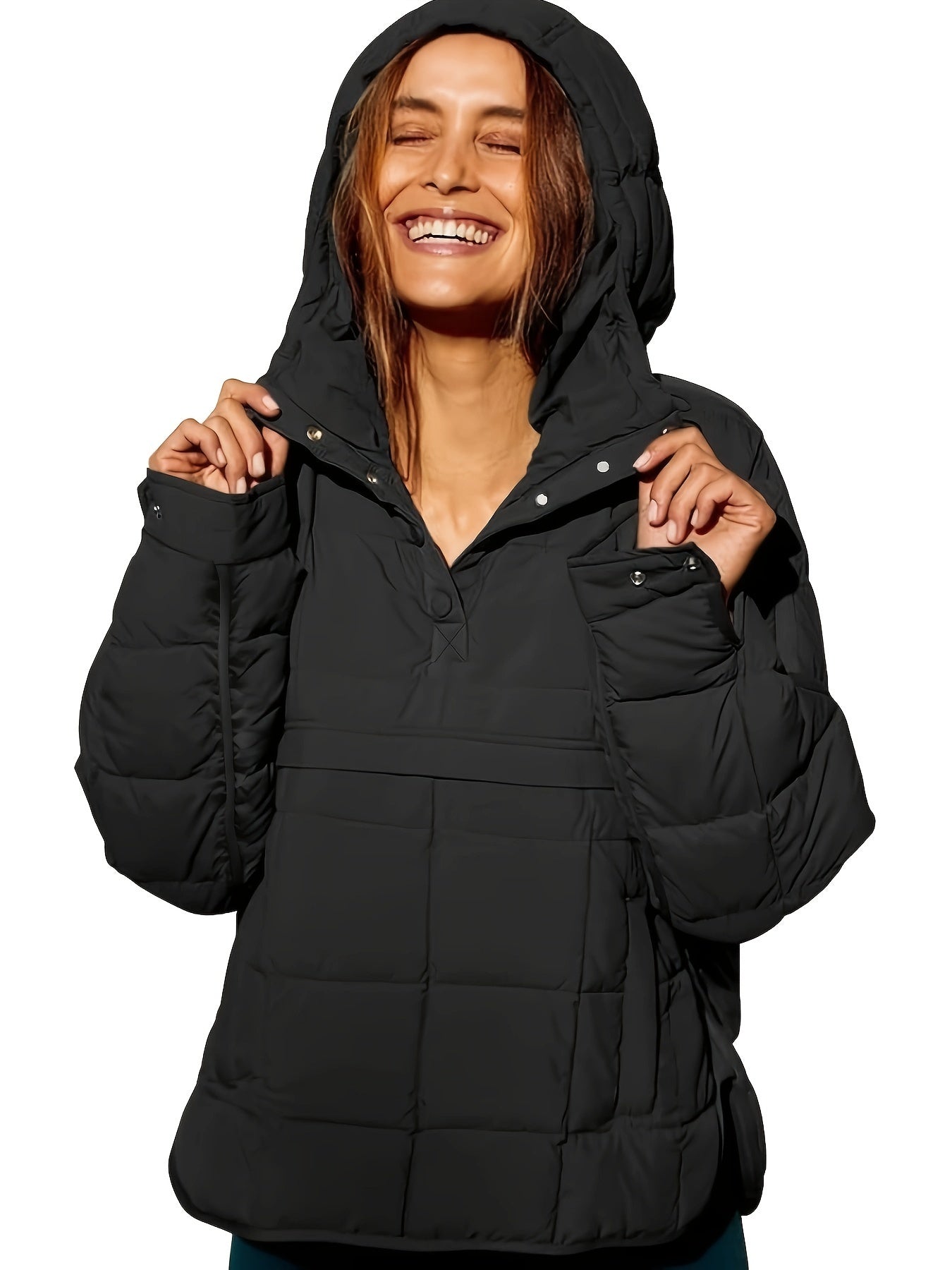 Delmy - Einfarbige Jacke mit Kapuze für Frauen