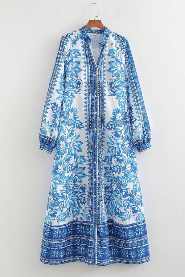 Variant image for Damen Maxi Kleid Botanische Eleganz Langarm mit Blumenstickerei - Lara-5