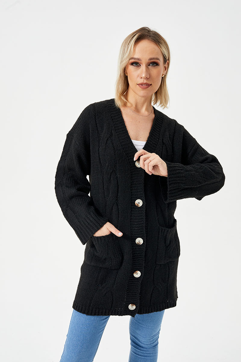 lange lässige Strickjacke