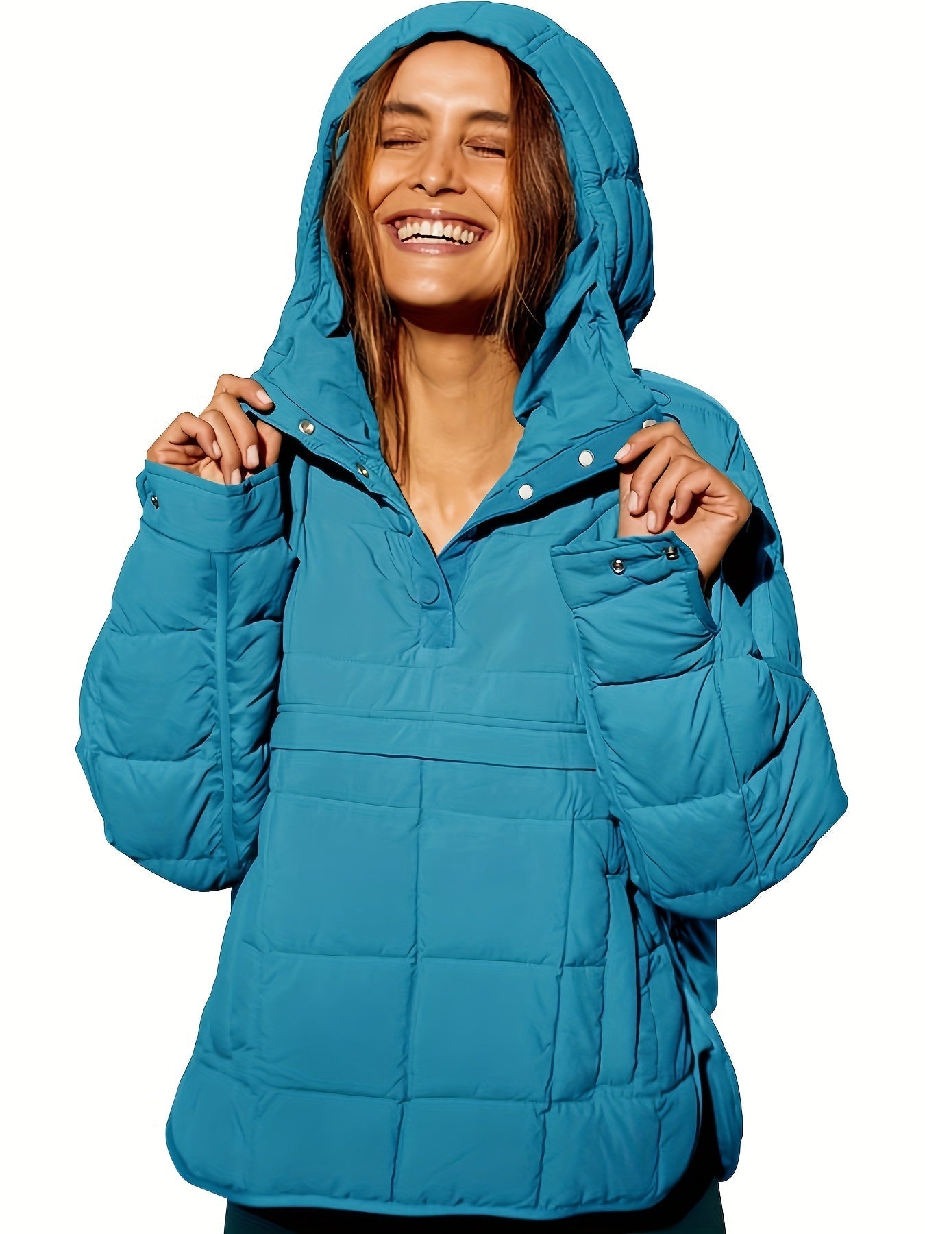 Delmy - Einfarbige Jacke mit Kapuze für Frauen