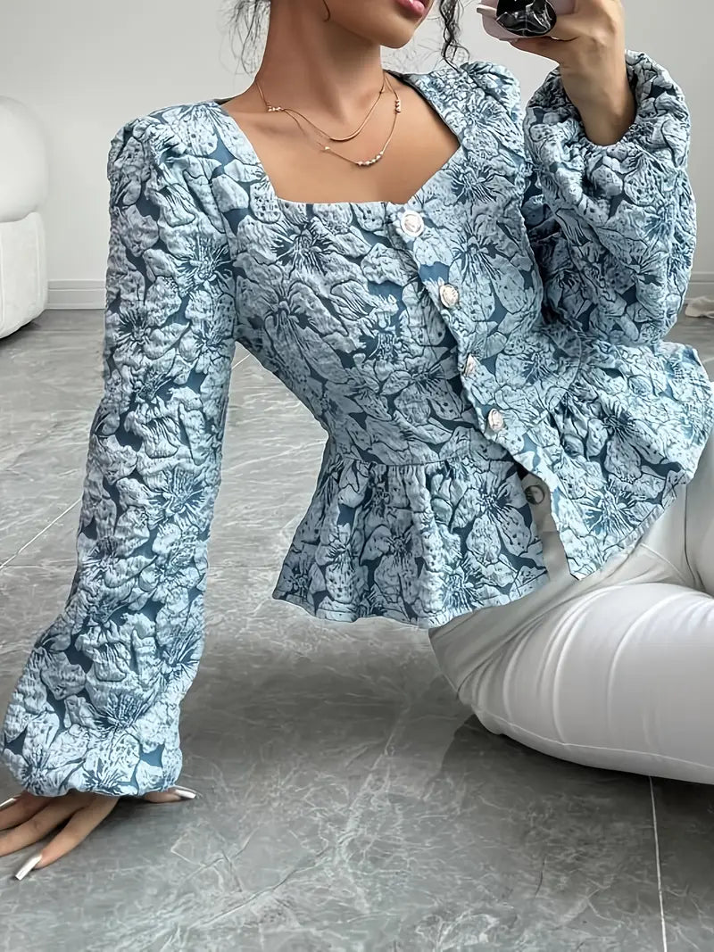 Stella - Elegante Bluse mit floralem Muster und Puffärmeln