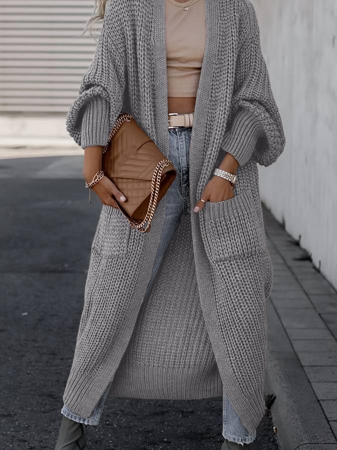 Langer Strickcardigan mit Taschen