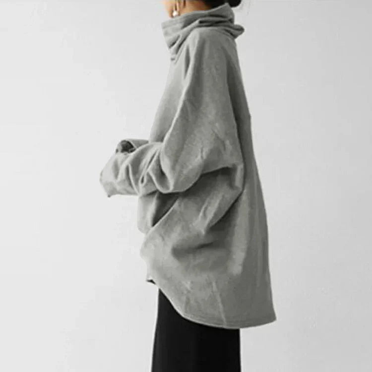 Lässiger, unifarbener Rollkragenpullover mit langen Ärmeln