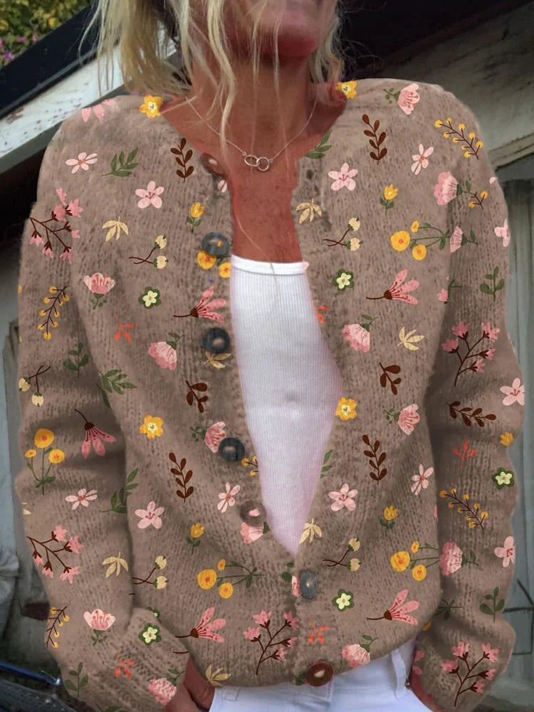 Indira - Strickjacke mit floralem Muster