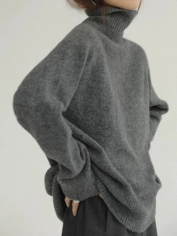 Modischer Oversized-Pullover mit langen Ärmeln und hohem Kragen