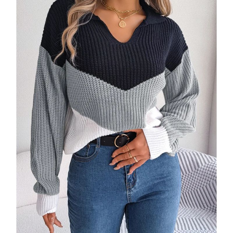 Imogen - Schicker Damen Strickpullover mit Revers