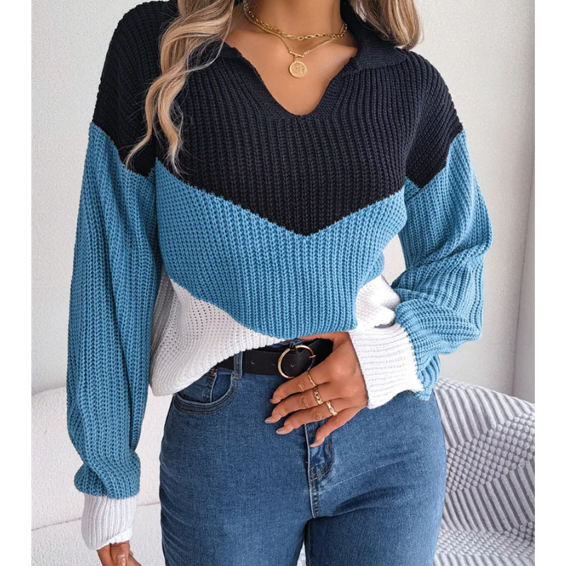 Imogen - Schicker Damen Strickpullover mit Revers