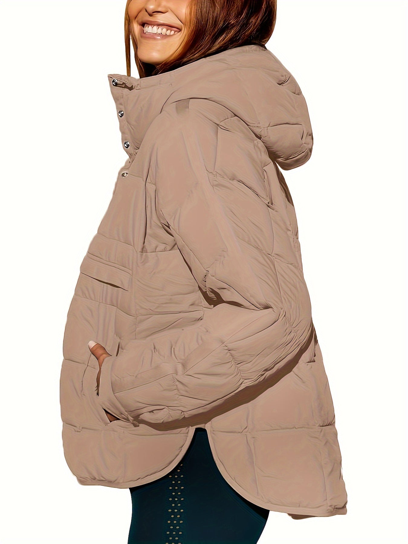 Delmy - Einfarbige Jacke mit Kapuze für Frauen