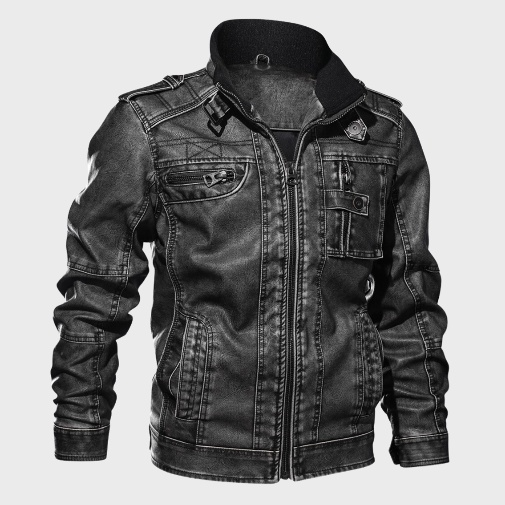 Alpha - Premium Schwarze Lederjacke für Männer